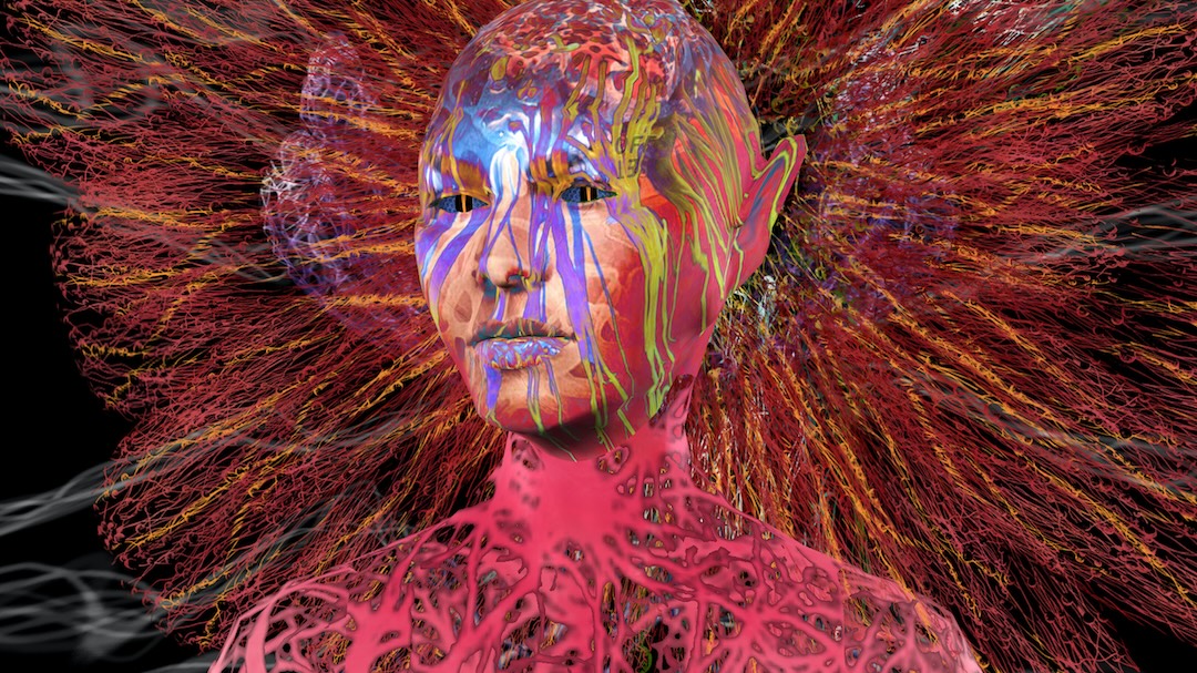 REFRESH Art Tech — mycelium head digital artwork